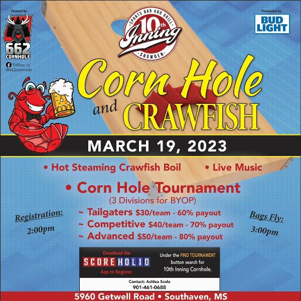 Corn Hole Tournament and Crawfish