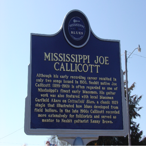 Joe Callicott Mississippi BluesTrail Marker and Gravesite